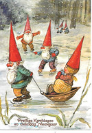 Illustrator - Rien Poortvliet - Gnome, Zwerg, Gnome, Lutin, Kobold, Ice-skating, Patinage / Modern Format - Hedendaags (vanaf 1950)