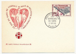 FRANCE - 2 Cartes Maximum - 20F Donneurs De Sang - Paris - 17 Octobre 1959 - 1950-1959