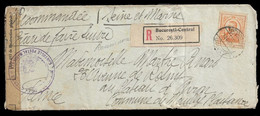 1915 ROMANIA - 50B Yv. 212 REGISTERED COVER BUCARESTI TO FRANCE - CENSURE MILITAIRE - CONTROLE POSTAL MARSEILLE - Brieven En Documenten