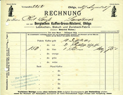 Solingen Ohligs 1907 Deko Rechnung " Heinrich Thelen Bergische Kaffee-Großrösterei Lebkuchen Zwieback-Fabrik " - Alimentaire