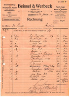 Solingen 1909 Deko Rechnung " Beissel & Werbeck Packpapier Pappe Bürsten Kordel Bindfaden " - Drukkerij & Papieren