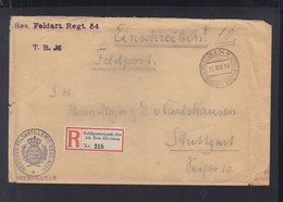 Dt. Reich Feldpost R-Brief  54. Res.-Division 1914 - Briefe U. Dokumente
