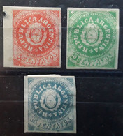 ARGENTINA ARGENTINE 1862, Yvert No 5 * , 6 *  7 (*)  , Neufs BTB FORTE COTE HIGH VALUE - Unused Stamps