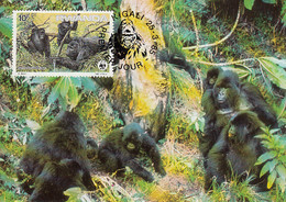 Rwanda 1985 Maxicard Sc #1208 10fr Mountain Gorilla WWF - Used Stamps