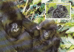 Rwanda 1985 Maxicard Sc #1210 25fr Mountain Gorilla WWF - Gebraucht