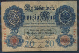 Deutsches Reich Rosenbg: 24b, 7stellige Kontrollnummer Gebraucht (III) 1906 20 Mark (8983894 - 20 Mark
