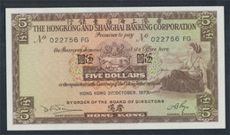 Hongkong Pick-Nr: 181f (1973) Bankfrisch 1973 5 Dollars (7350105 - Hongkong