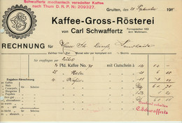 Gruiten Bei Haan Mettmann 1911 Deko Rechnung " Carl Schwaffertz Kaffee Großrösterei " - Lebensmittel