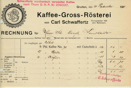 Gruiten Bei Haan Mettmann 1911 Deko Rechnung " Carl Schwaffertz Kaffee Großrösterei " - Alimentos