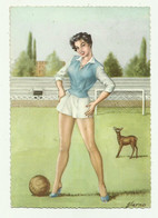 CALCIO DONNA CON MAGLIA DELLA SPAL ILLUSTRATA G.SARNO - VIAGGIATA  FG - Calcio