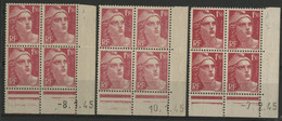 N° 712 Trois Coins Datés Du 1Fr 50 Marianne De Gandon. NEUFS **/* (MNH/MH) Voir Description - 1940-1949