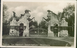 Alte Kleinformatkarte HAMBURG, Carl Hagenbeck's Tierpark, Haupteingang - Echtfotokarte - Stellingen