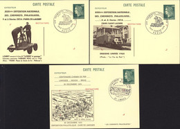 Entiers CP Marianne Cheffer Repiquages Expositions Cheminots Philatélistes + Centenaire Chemin Fer Limoges Brive Train - Overprinter Postcards (before 1995)