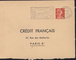 Entier Enveloppe 25ct Rouge Sur Papier Chamois TSC Timbré Sur Commande Pr Crédit Français Obl Mécanique Montauban 1963 - Standard- Und TSC-Briefe (vor 1995)