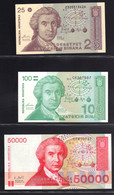 CROAZIA 1981  3 BANCONOTE 25/50000 Kr FDS - Croatie