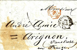 1860- Lettre D'AUGSBURG  ( Bavière )  Pour Avignon  Entrée Cad Octogonal. Rouge BAVIERE. STRASB. / AMB. H - Entry Postmarks