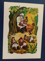 Old USSR Postcard. "Doctor Doolittle". Hippo. 1985 - Monkey - Red Cross - Hippopotames