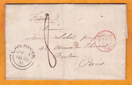 1850  QV  - Lettre Pliée Avec Correspondance En Français De LIVERPOOL, Angleterre Vers PARIS, France - Entrée Par CALAIS - Marcofilie