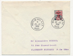 FRANCE - Cachet Temporaire "Route De Noël R.T.F. Paris - 20/12/1959"  Sur Env. Affranchie Marianne Fréjus +5f - Commemorative Postmarks