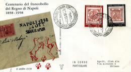 1958 FDC Centenario Primi Francobolli Di Napoli - FDC