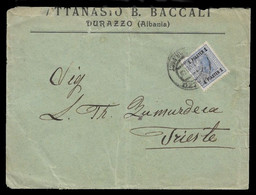 1907 Austria, Levant 1 Pi ANK. 45,cds Durazzo To TRIEST. Commercial Cover DURAZZO ( ALBANIA ) - Eastern Austria