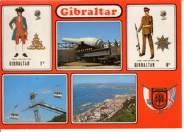 Gibraltar Multi Vue Carte 100 Ton Gun Buster Cable Cars Town Harbour Generale - Gibilterra