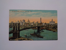 New York. - Brooklyn Bridge And New York Sky Line. - Brooklyn