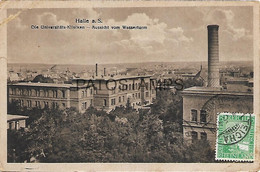 144025 GERMANY HALLE A. S. THE UNIVERSITY HOSPITALS VIEW FROM THE WATER TOWER BREAK CIRCULATED TO ARGENTINA POSTCARD - Other & Unclassified