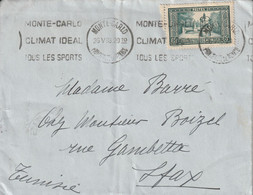 Monaco Lettre Pour La Tunisie 1938 - Briefe U. Dokumente