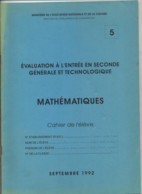 Cahier Evaluation Mathématiques Seconde 1992 - Andere
