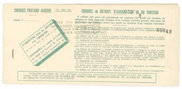 Carnet Chèques De Retrait, D'assignation Ou Au Porteur, Chèques Postaux D'Alger (  Mr Falcomer à Sétif ) - Chèques & Chèques De Voyage