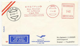 AUTRICHE - Enveloppe EMA "Erstflug Wien-Bremen Mit Lufthansa - 1er April 1962" - Lettres & Documents