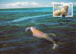 Vanuatu 1988 Maxicard Sc #471 10v Dugong WWF - Vanuatu (1980-...)