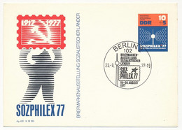 ALLEMAGNE DDR - Entier Illustré "SOZPHILEX 77" Avec Oblitération De L'Exposition - 23/8/1977 - Postkaarten - Gebruikt
