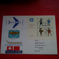 LETTRE CHINE GENEVA SHANGHAI PAR AVION POUR LUZERN - Storia Postale