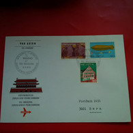 LETTRE CHINE PAR AVION VIA SHANGHAI POUR BERN - Lettres & Documents