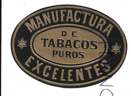 Etiquette De Boîte à Cigares Découpée. Manufactura De Tabacos Puros Excellente. Dorée. - Etiketten