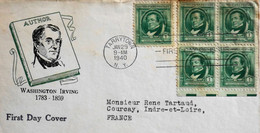 Enveloppe USA First Day Cover 1940 - L'Auteur Washington Irving - Daté : Tarrytown Le 29.1.1940 - Bon état - 1851-1940