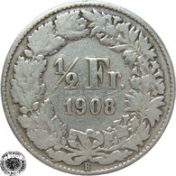 LaZooRo: Switzerland 1/2 Franc 1908 VF - Silver - 1/2 Franc