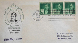 Enveloppe USA First Day Cover 1940 - L'Inventeur Eli Whitney - Daté : Savannah Le 7.10.1940 - Bon état - 1851-1940