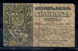 BILLETE DEL AJUNTAMENT DE BARCELONA DE 50 CENTIMOS DEL AÑO 1937 - Otros & Sin Clasificación