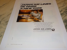 ANCIENNE PUBLICITE  PARIS A NEW YORK JAPAN AIR LINES 1969 - Publicités