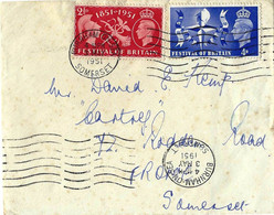 GB 1951 GVI Festival Of Britain Set Of 2 Values On Addressed FDC Postmarked Burnham-on-Sea - ....-1951 Vor Elizabeth II.