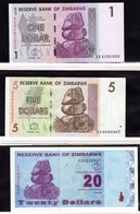 ZIMBABWE  2007  $1/$20 000 000 000  7 BANCONOTE  FDS - Zimbabwe