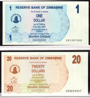 ZIMBABWE  2006   BEARER CHECKS  1+20 $  FDS - Simbabwe