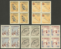 ALBANIA: Sc.666/70, 1963 Tokyo Olympic Games, Cmpl. Set Of 5 Values In MNH Blocks Of 4, Excellent Quality! - Albania