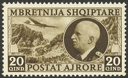 ALBANIA: Sc.C46, 1939 King Vittorio Emanuele And Airplane Over Mountains, MNH, VF - Albania