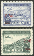 ALBANIA: Sc.C60 + C62, 1952 Provisionals, Both Values With Red Overprint, Very Fine Quality! - Albania