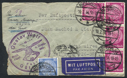 GERMANY: Cover Sent To Argentina By AIR FRANCE On 10/JUL/1934, Franked With 1.85 Mk., With Paris Transit Backstamp, Inte - Covers & Documents