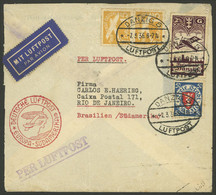 GERMANY - DANZIG: 7/MAR/1936 Danzig - Brazil, Airmail Cover Franked With 3.30G. Flown By DLH, Arrival Backstamp Of Rio D - Other & Unclassified